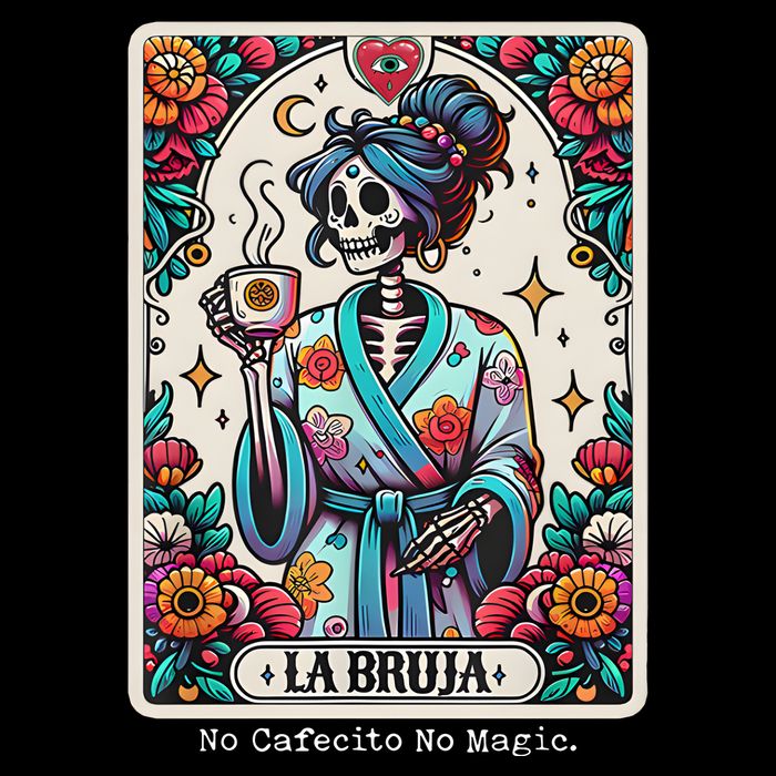 La Bruja No Cafecito No Magic Skeleton Drawstring Bag