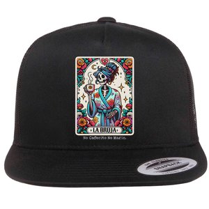 La Bruja No Cafecito No Magic Skeleton Flat Bill Trucker Hat