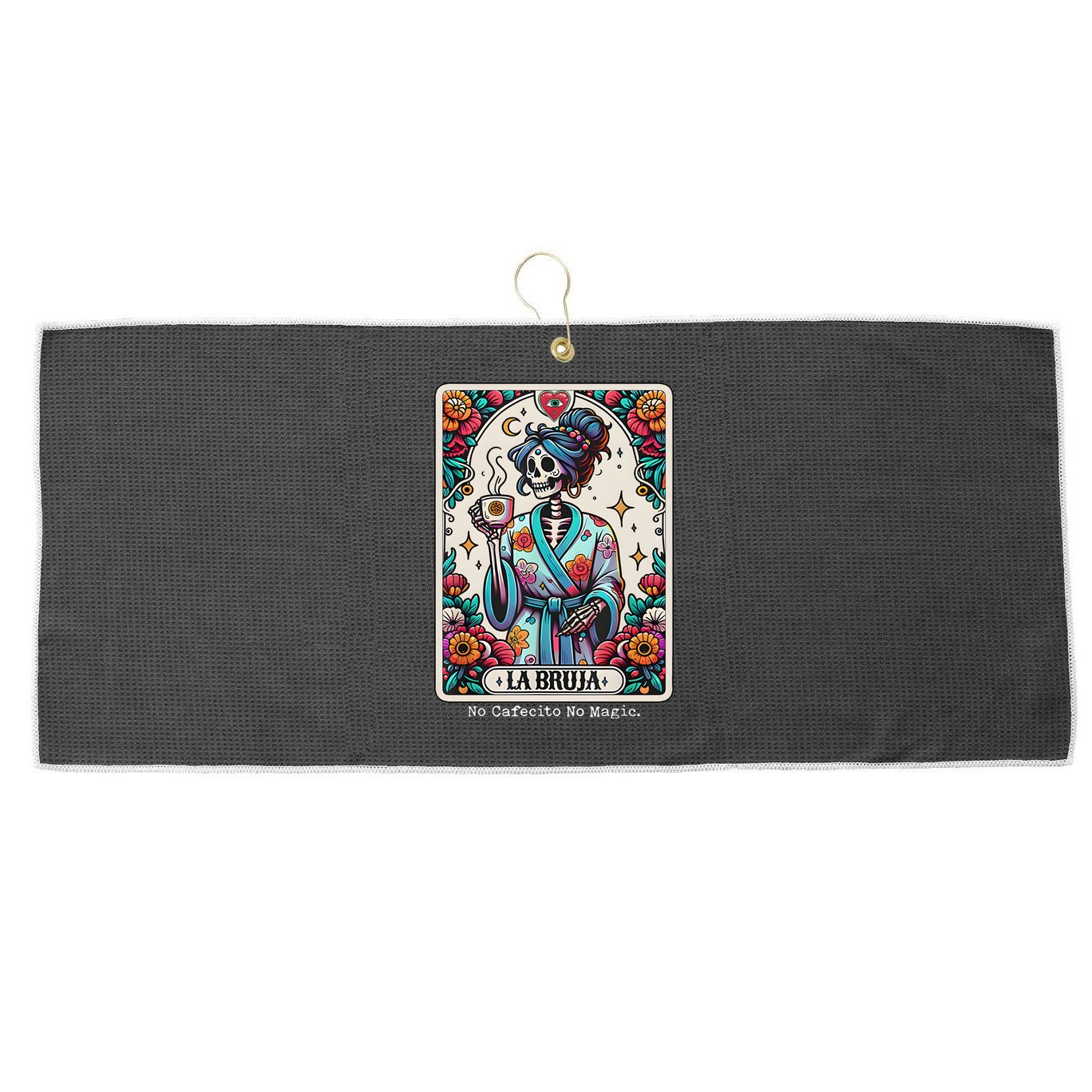 La Bruja No Cafecito No Magic Skeleton Large Microfiber Waffle Golf Towel