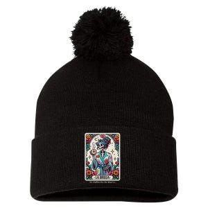 La Bruja No Cafecito No Magic Skeleton Pom Pom 12in Knit Beanie