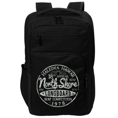 Long Board North Shore Surf Vintage Hawaii Beach Impact Tech Backpack