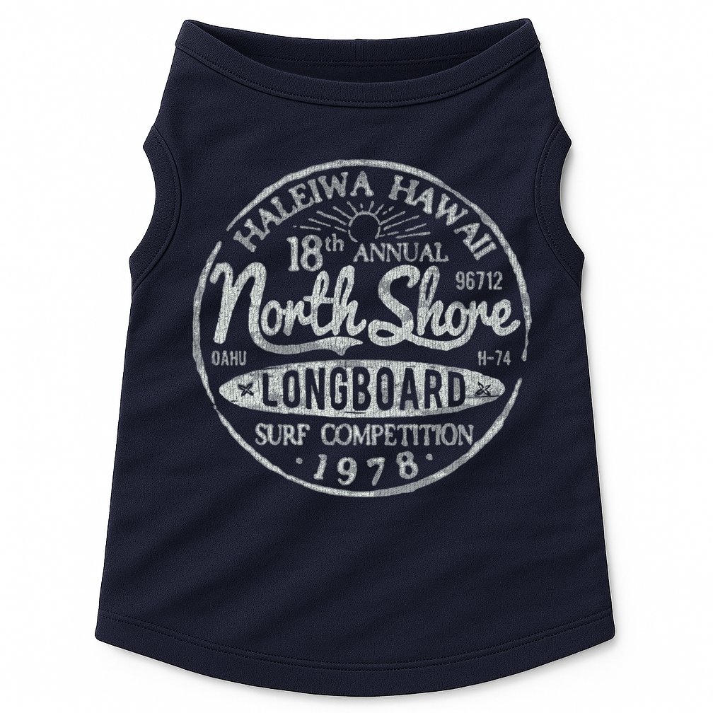 Long Board North Shore Surf Vintage Hawaii Beach Doggie Tank