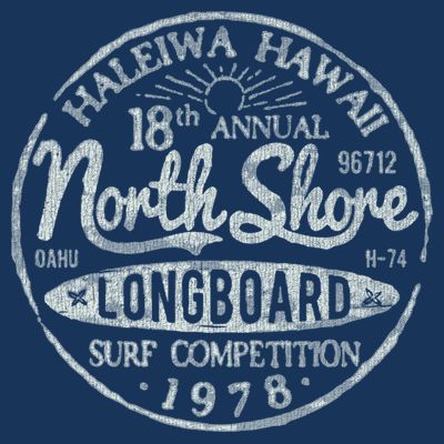 Long Board North Shore Surf Vintage Hawaii Beach T-Shirt