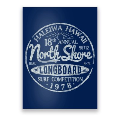 Long Board North Shore Surf Vintage Hawaii Beach Poster