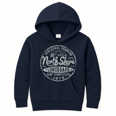 Long Board North Shore Surf Vintage Hawaii Beach Kids Hoodie