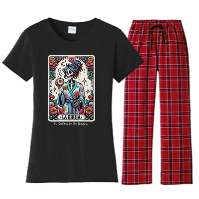 La Bruja No Cafecito No Magic Skeleton Women Women's Flannel Pajama Set