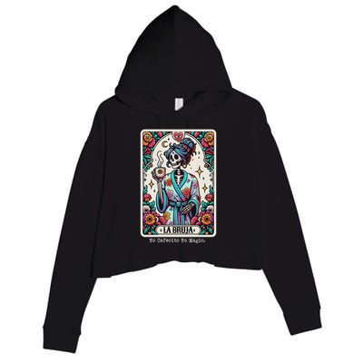 La Bruja No Cafecito No Magic Skeleton Women Crop Fleece Hoodie