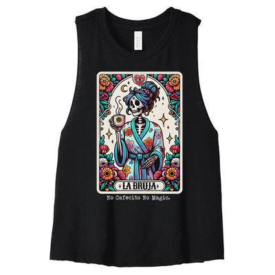 La Bruja No Cafecito No Magic Skeleton Women Women's Racerback Cropped Tank