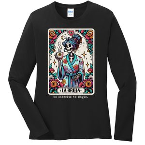 La Bruja No Cafecito No Magic Skeleton Women Ladies Long Sleeve Shirt