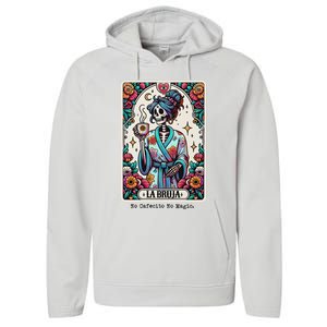 La Bruja No Cafecito No Magic Skeleton Women Performance Fleece Hoodie