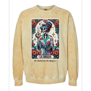 La Bruja No Cafecito No Magic Skeleton Women Colorblast Crewneck Sweatshirt