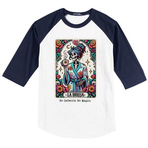 La Bruja No Cafecito No Magic Skeleton Women Baseball Sleeve Shirt