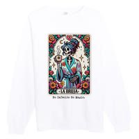 La Bruja No Cafecito No Magic Skeleton Women Premium Crewneck Sweatshirt