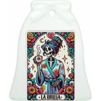 La Bruja No Cafecito No Magic Skeleton Ceramic Bell Ornament