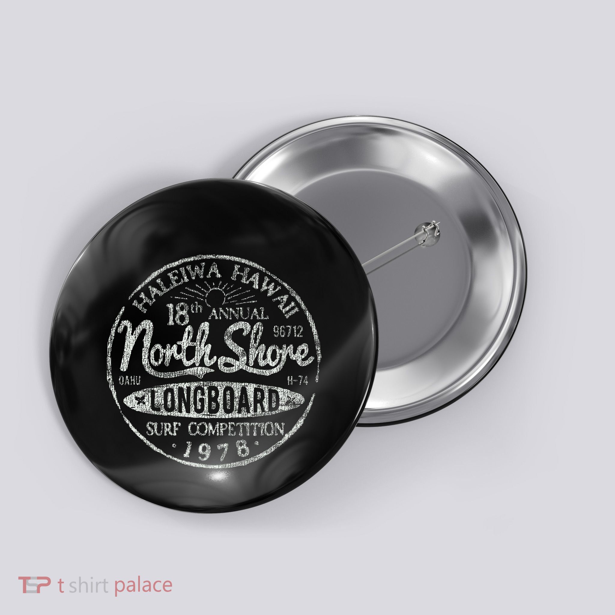 Long Board North Shore Surf Vintage Hawaii Beach Button