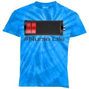 Low Battery # Nurse Life Meaningful Gift Kids Tie-Dye T-Shirt