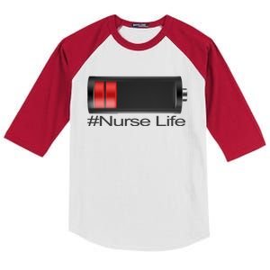 Low Battery # Nurse Life Meaningful Gift Kids Colorblock Raglan Jersey