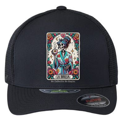 La Bruja No Cafecito No Magic Skeleton Flexfit Unipanel Trucker Cap