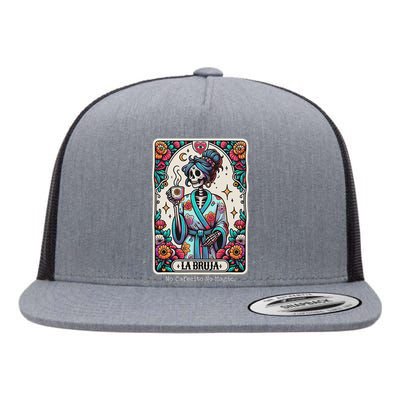 La Bruja No Cafecito No Magic Skeleton Flat Bill Trucker Hat