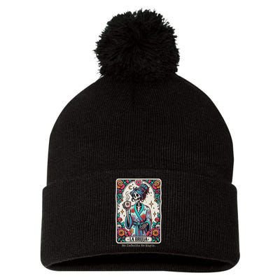 La Bruja No Cafecito No Magic Skeleton Pom Pom 12in Knit Beanie