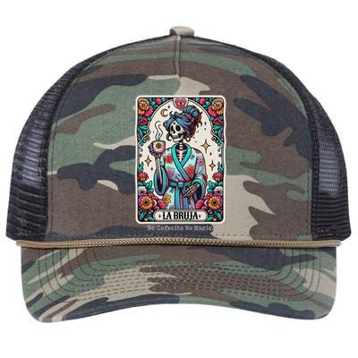 La Bruja No Cafecito No Magic Skeleton Retro Rope Trucker Hat Cap