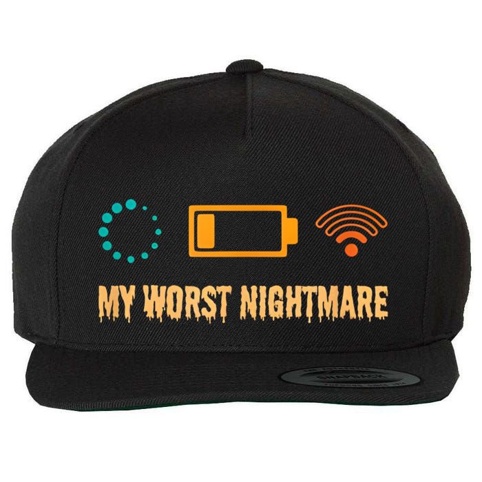 Low Battery No Wifi And Game Buffering My Worst Nightmare Gift Wool Snapback Cap