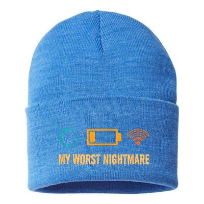 Low Battery No Wifi And Game Buffering My Worst Nightmare Gift Sustainable Knit Beanie