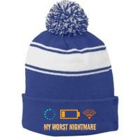 Low Battery No Wifi And Game Buffering My Worst Nightmare Gift Stripe Pom Pom Beanie