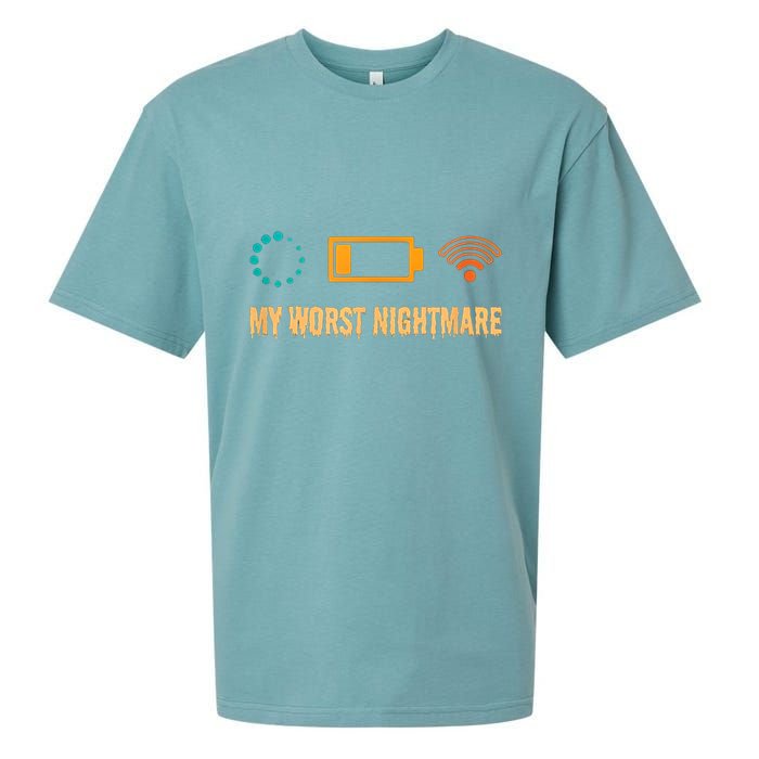 Low Battery No Wifi And Game Buffering My Worst Nightmare Gift Sueded Cloud Jersey T-Shirt