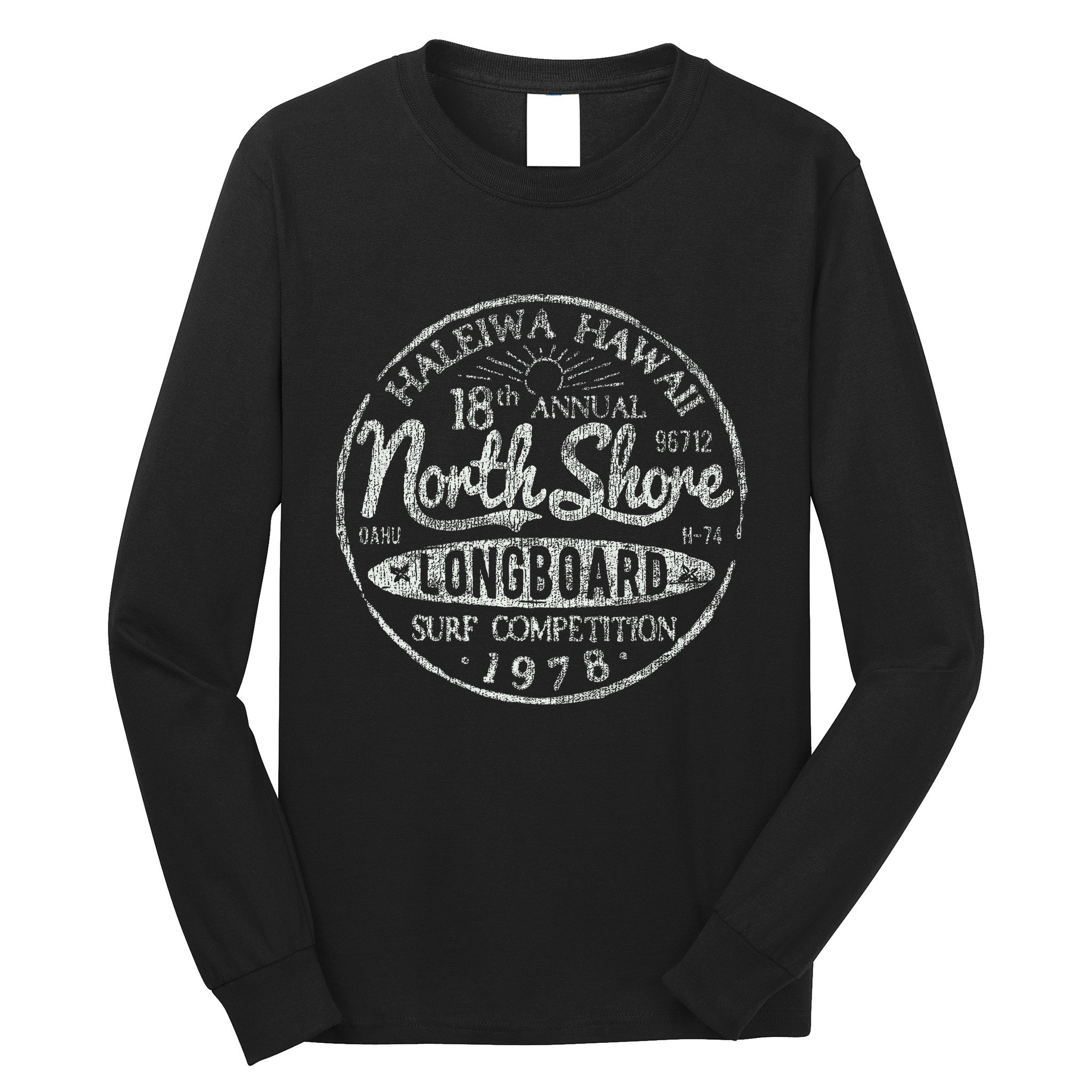 Long Board North Shore Surf Vintage Hawaii Beach Long Sleeve Shirt
