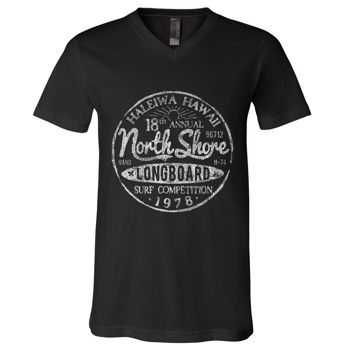 Long Board North Shore Surf Vintage Hawaii Beach V-Neck T-Shirt