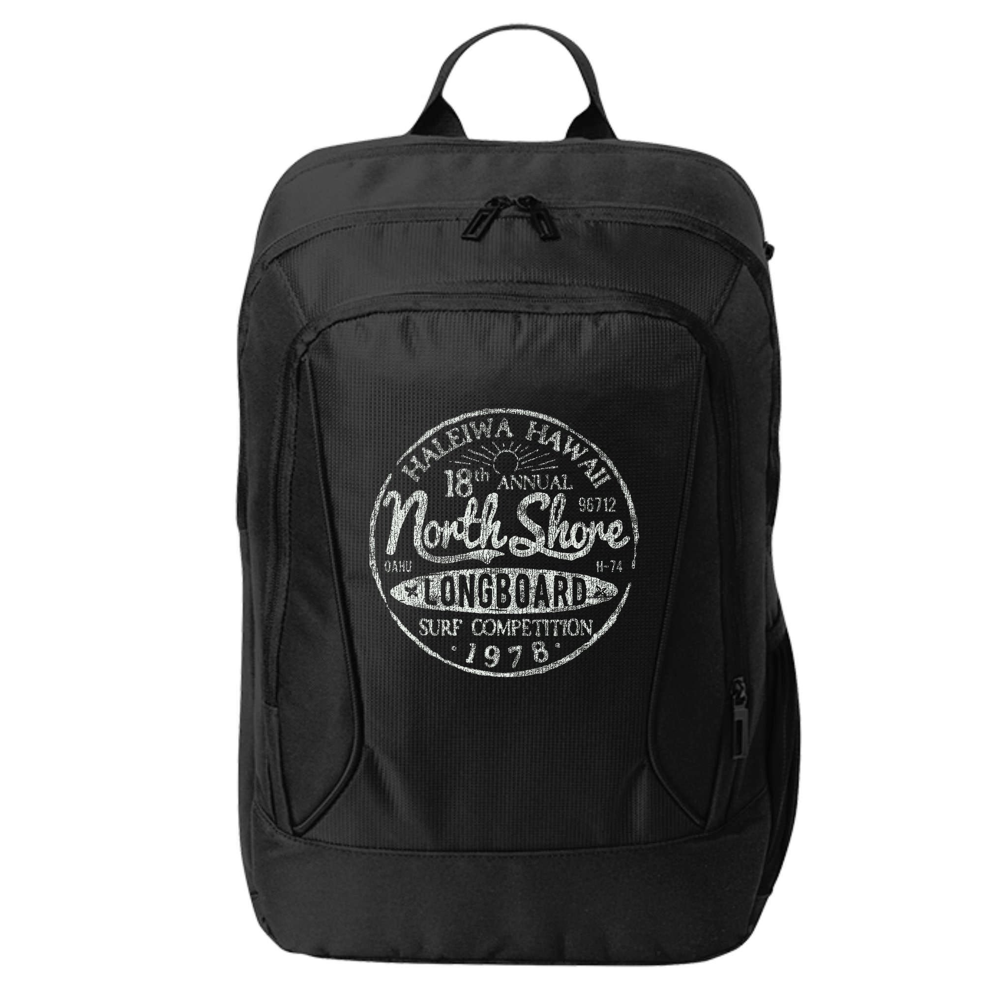 Long Board North Shore Surf Vintage Hawaii Beach City Backpack