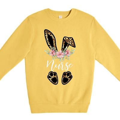 Leopard Bunny Nurse Happy Easter Day Nurse Life Gift Premium Crewneck Sweatshirt