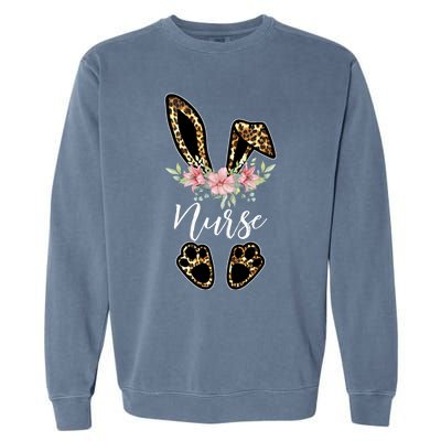 Leopard Bunny Nurse Happy Easter Day Nurse Life Gift Garment-Dyed Sweatshirt