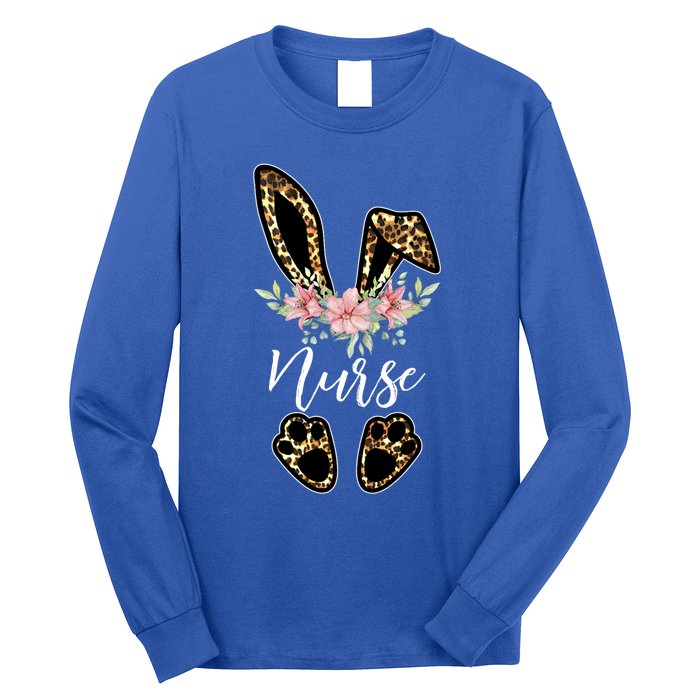 Leopard Bunny Nurse Happy Easter Day Nurse Life Gift Long Sleeve Shirt