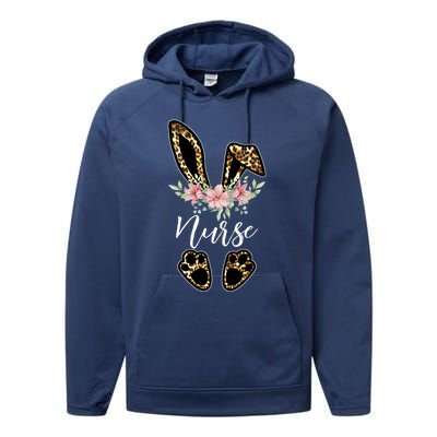 Leopard Bunny Nurse Happy Easter Day Nurse Life Gift Performance Fleece Hoodie