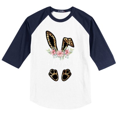 Leopard Bunny Nurse Happy Easter Day Nurse Life Gift Baseball Sleeve Shirt