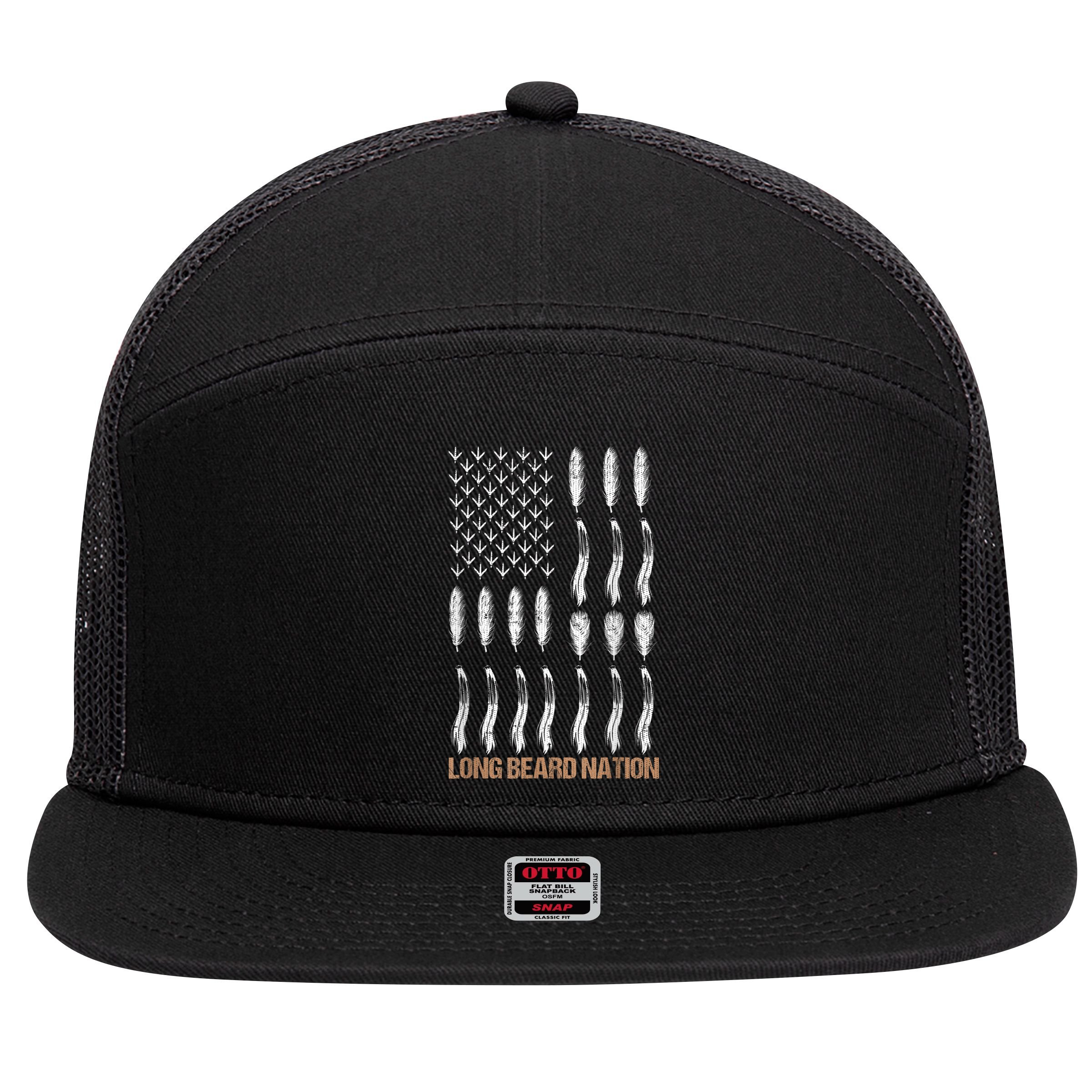 Long Beard Nation Turkey Hunting 7 Panel Mesh Trucker Snapback Hat