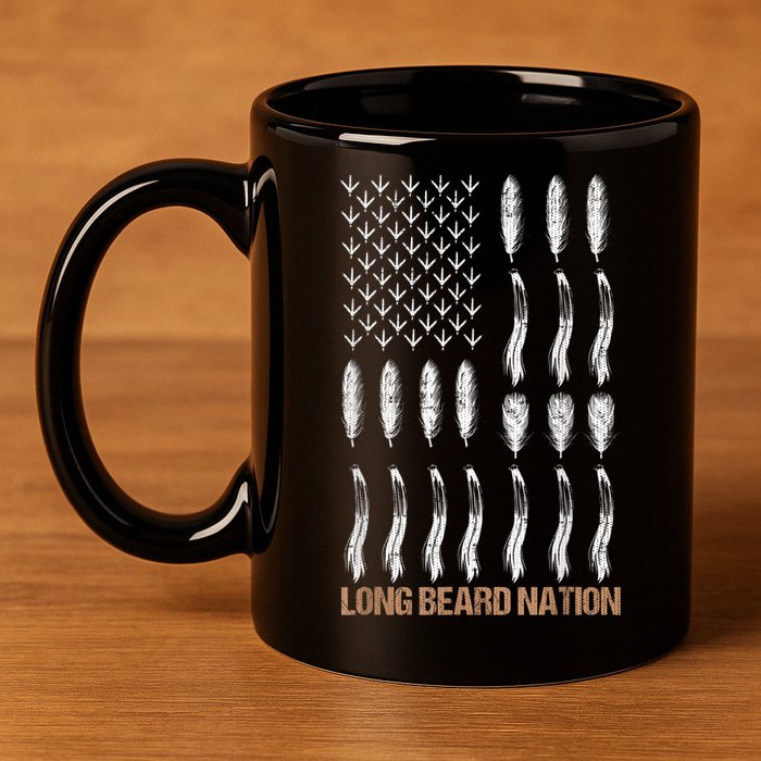 Long Beard Nation Turkey Hunting 11oz C Handle Ceramic Mug