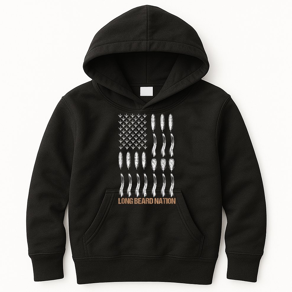Long Beard Nation Turkey Hunting Kids Hoodie