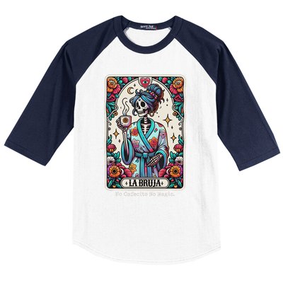 La Bruja No Cafecito No Magic Skeleton Baseball Sleeve Shirt