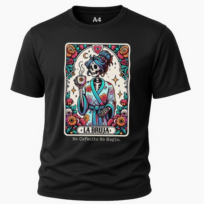 La Bruja No Cafecito No Magic Skeleton Cooling Performance Crew T-Shirt