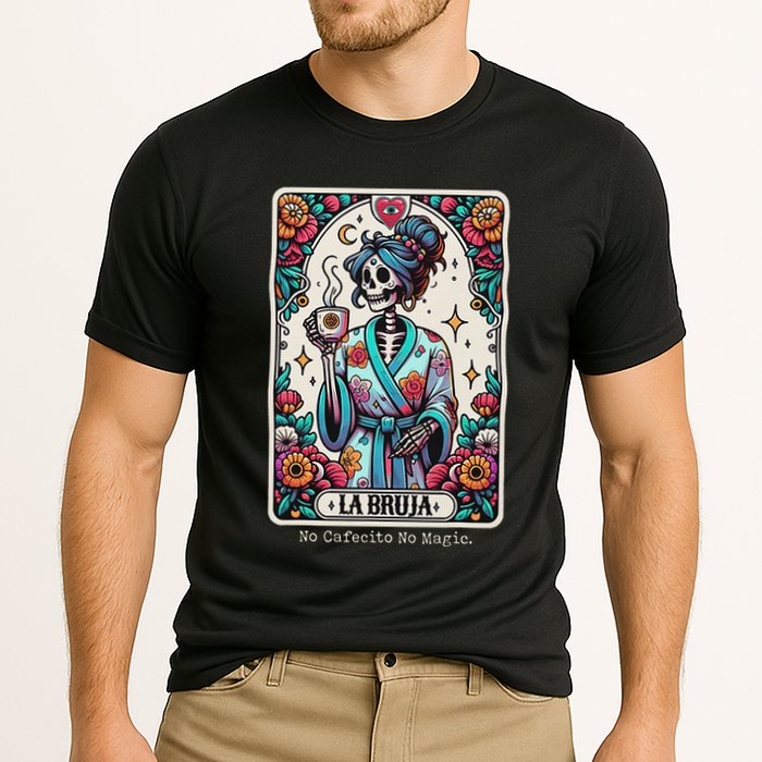 La Bruja No Cafecito No Magic Skeleton Cooling Performance Crew T-Shirt