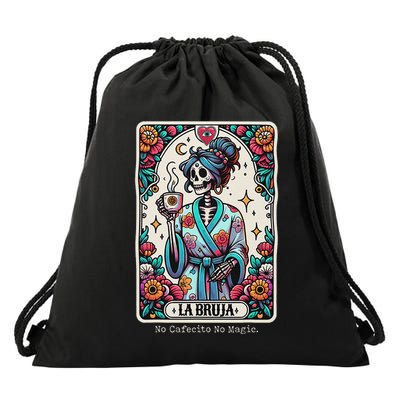 La Bruja No Cafecito No Magic Skeleton Drawstring Bag