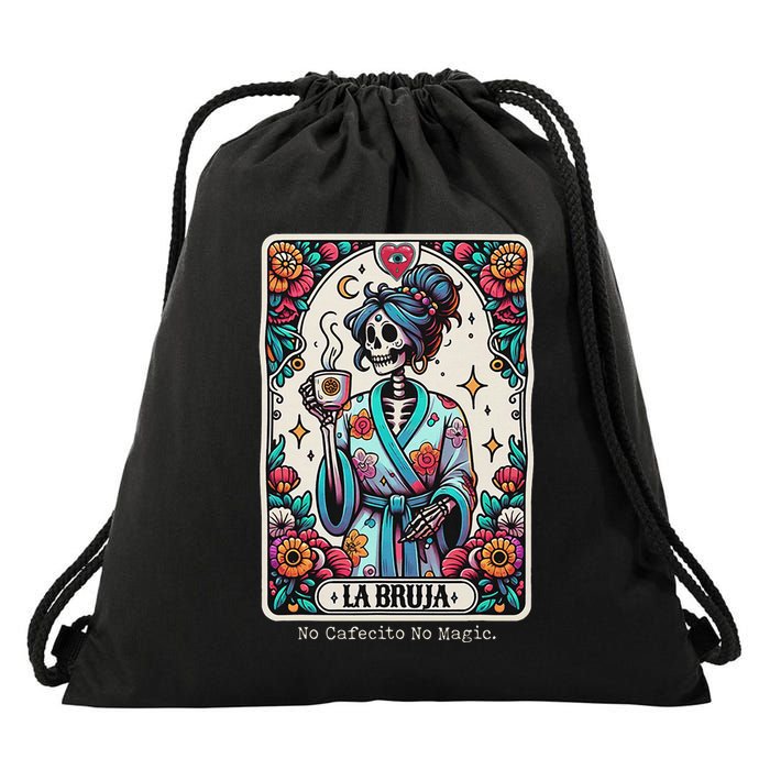 La Bruja No Cafecito No Magic Skeleton Drawstring Bag