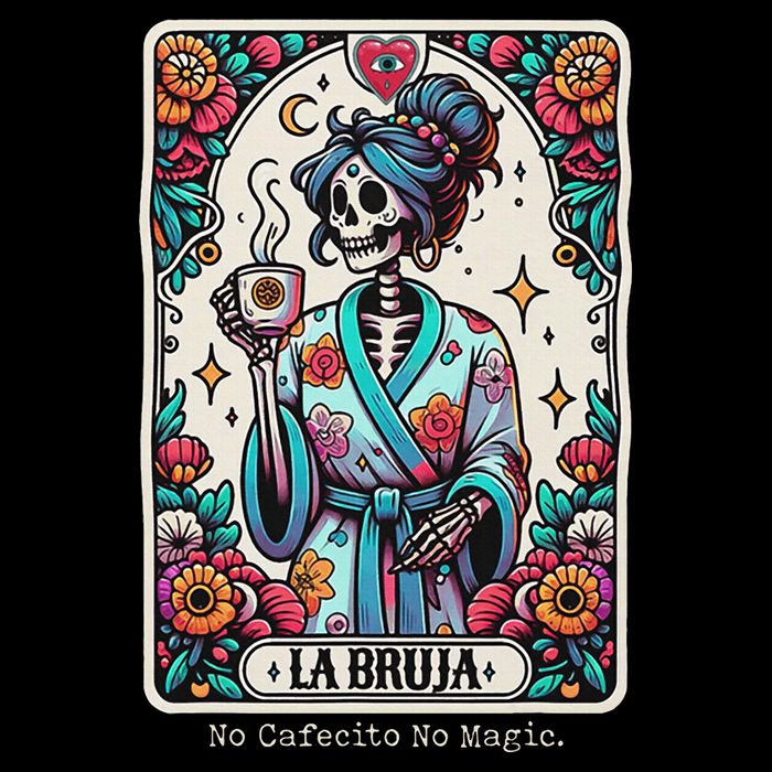 La Bruja No Cafecito No Magic Skeleton Drawstring Bag