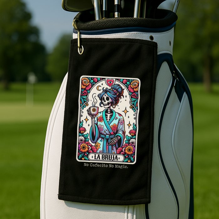 La Bruja No Cafecito No Magic Skeleton Golf Towel
