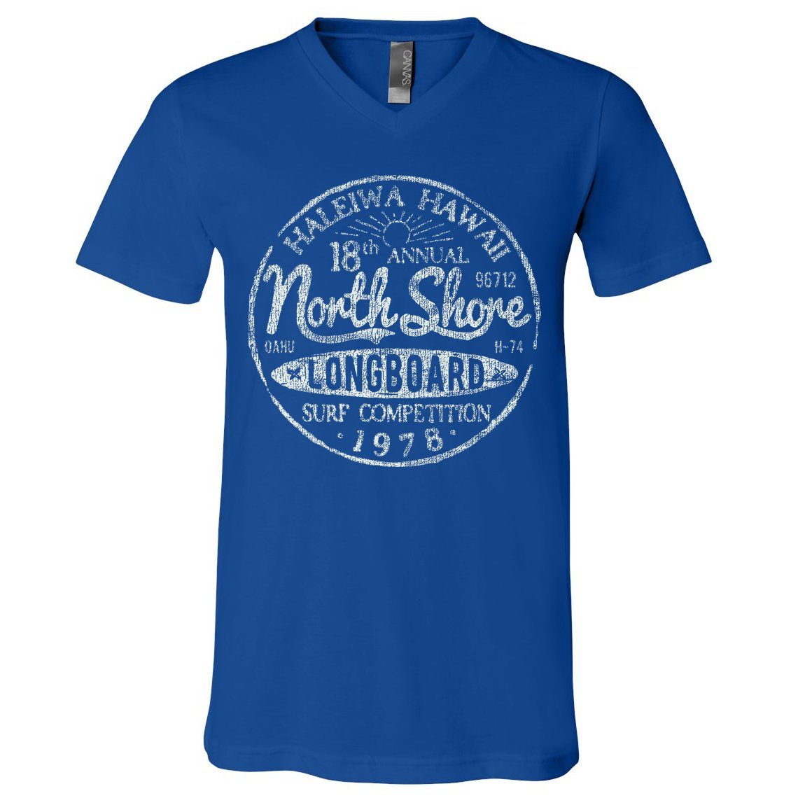 Long Board North Shore Surf Hawaii Beach V-Neck T-Shirt