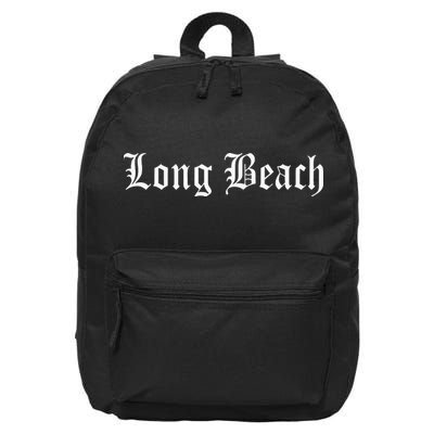 Long Beach Old English Vintage Rap Hip Hop Music 16 in Basic Backpack