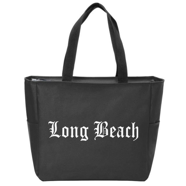 Long Beach Old English Vintage Rap Hip Hop Music Zip Tote Bag